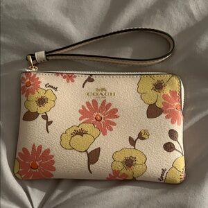 Coach Floral Wristlet in Yellow and Coral